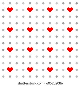 Vector seamless pattern. Tiled square background with heart icon. White background.