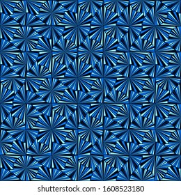 Vector seamless pattern tiles with circles and stripes in blue. Mid century striped geometric print for home decor and fashion. Abstract simple background with bold geometric shapes in 1960s style.