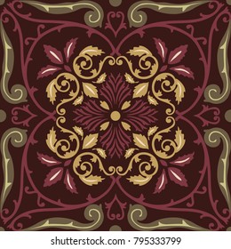 Vector seamless pattern tiling with arabesque in old style