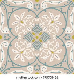 Vector seamless pattern tiling with arabesque in old style