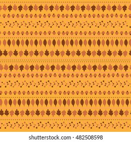 vector seamless pattern - time of year, autumn leaves, mushrooms, ornament