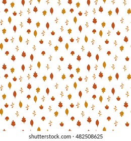 vector seamless pattern - time of year, autumn leaves, mushrooms, ornament