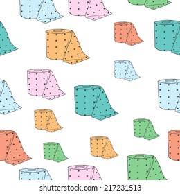 Vector seamless pattern with toilet paper
