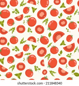 Vector seamless pattern with tomatoes