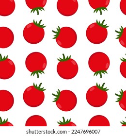 Vector seamless pattern with tomatoes in flat style