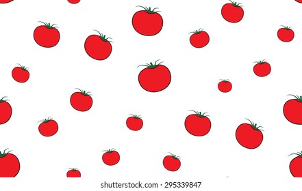 Vector seamless pattern of tomatoes on a white background. Patterns of tomatoes.