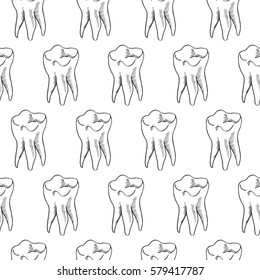 vector seamless pattern with tooth