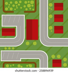 Vector seamless pattern top view of the village