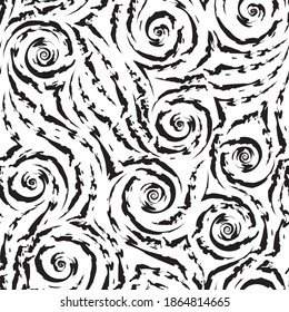 Vector seamless pattern of torn stripes or waves in black. Spiral stripes texture and corners black texture for paper fabric decoration.