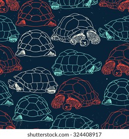 Vector seamless pattern with tortoise