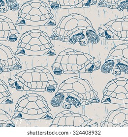 Vector seamless pattern with tortoise