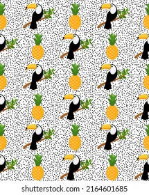 Vector seamless pattern with toucan. Texture design Eps 10