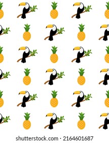 Vector seamless pattern with toucan. Texture design Eps 10