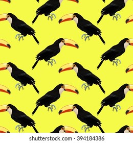 Vector seamless pattern with toucans