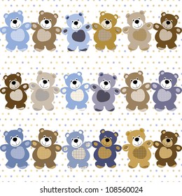 vector seamless pattern of a toy teddy bear