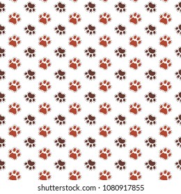 Vector seamless pattern with traces of dogs and cats. Pet background. Veterinary backdrop. Can be used for print on clothes for boys and girls, wrapping paper for shop zoo, web or design of banners.