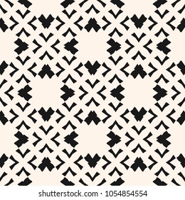 Vector seamless pattern in traditional Asian style. Abstract monochrome geometric ornament texture with floral shapes, grid, lattice. Elegant black and white background. Ornamental design 