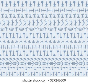 vector seamless pattern with traditional aztec elements in blue tones