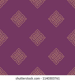 Vector Seamless Pattern With Traditional Buddhist Symbol Of Fortune