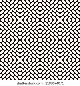 Vector seamless pattern. Traditional geometric folklore ornament. Tribal ethnic motif. Ornamental texture of embroidery, knitting. Stylish black and white knitted background. Repeat monochrome design