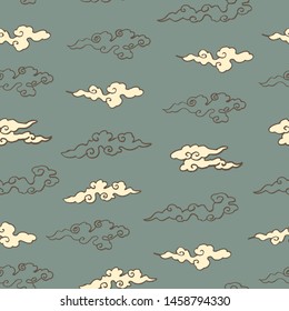 Vector seamless pattern with traditional japanese and chinese clouds. Oriental asian style.
