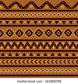 vector seamless pattern with traditional mexican ornament in brown colors