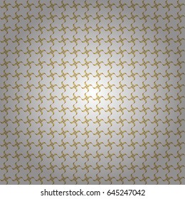 Vector seamless pattern of traditional ornamental background with golden circular mandala, stars and snowflakes elsments on a white backdrop.