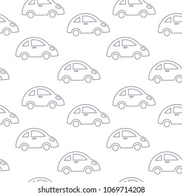 vector seamless pattern transport cars, white and gray colors