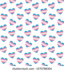 Vector seamless pattern of transsexual transgender lgbt flag heart isolated on white background
