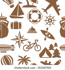 Vector seamless pattern with travel elements.