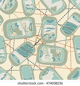 Vector seamless pattern with travel icons - vacation signs and symbols