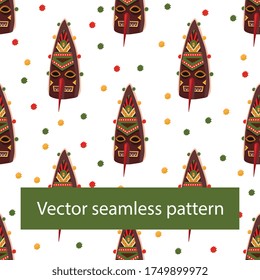 Vector seamless pattern with trdaitional Bulgarian kuker mask