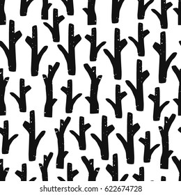 Vector seamless pattern with tree branches. Rustic design