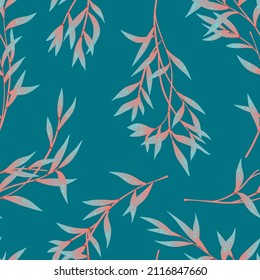 Vector seamless pattern with tree leaves
