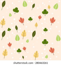 Vector seamless pattern of tree leaves