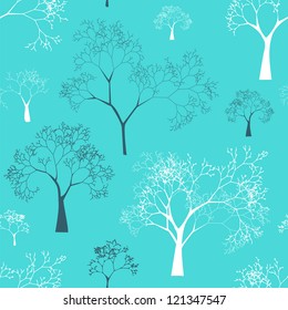 Vector Seamless Pattern of Tree Silhouettes