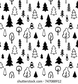 Vector seamless pattern with trees