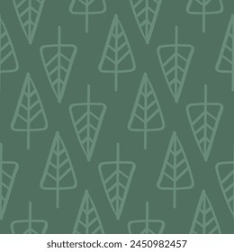 Vector seamless pattern with tree.Tropical jungle cartoon leaf.Pastel plant background.Cute natural pattern for fabric, childrens clothing,textiles,wrapping paper.