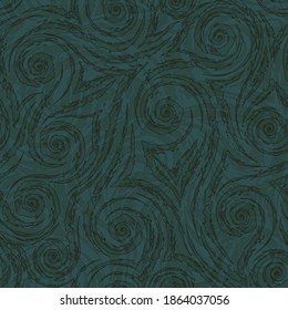 Vector seamless pattern in trending Tidewater Green colors. Torn stripes and circles texture of green color for decoration of paper fabrics