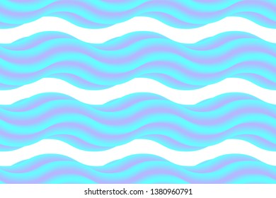 Vector seamless pattern with trendy blue and violet 3d shapes isolated on the white background. Wallpaper with abstract wavy stripes.