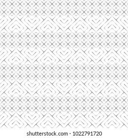 Vector seamless pattern. Trendy modern geometrical texture with thin lines of variable thickness which form linear lattices, grids, small rhombuses, corner shapes. Contemporary design.