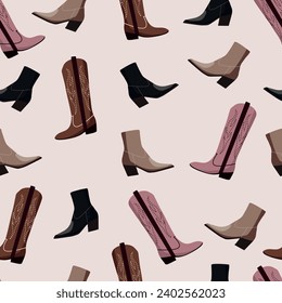 Vector seamless pattern with trendy shoes. Pattern for printing.