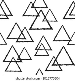 Vector Seamless Pattern with Triangle Geometric Shapes in Grunge Style . Vintage texture.