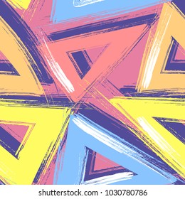Vector Seamless Pattern. Triangle Geometric Shapes in Grunge Style