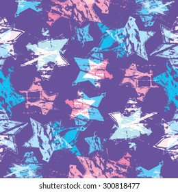 Vector Seamless Pattern. Triangle Geometric Shapes in Grunge Style . Vintage texture.