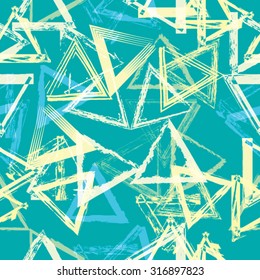 Vector Seamless Pattern . Triangle Geometric Shapes in Grunge Style .