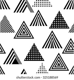 Vector Seamless Pattern . Triangle Geometric Shapes in Hipster Style . Vintage texture.