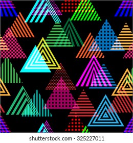 Vector Seamless Pattern. Triangle Geometric Shapes in Hipster Style . Vintage texture.