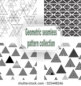 Vector Seamless Pattern . Triangle Geometric Shapes in Hipster Style . Vintage texture.