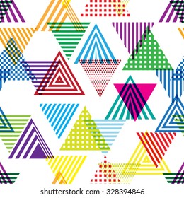 Vector Seamless Pattern  . Triangle Geometric Shapes in Hipster Style . Vintage texture.